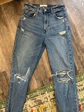 Abercrombie & Fitch Distressed Women's Blue Denim Jeans Curve Love